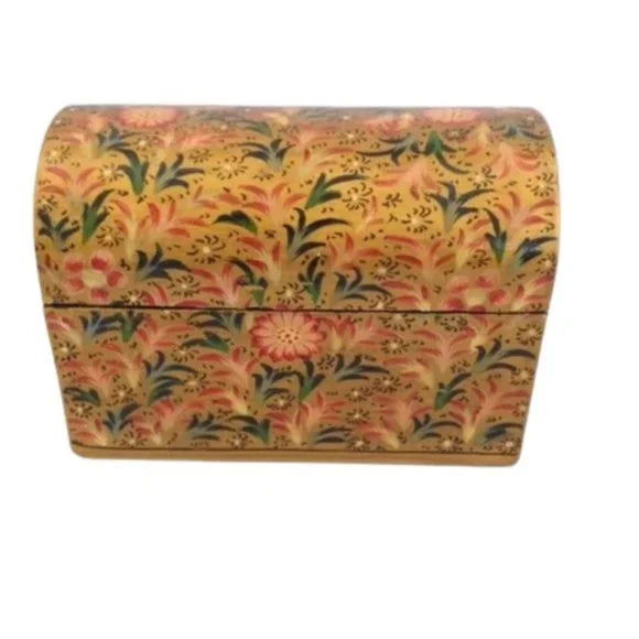 Lacquered Wooden Box India‎ Trinket Jewelry Floral Box