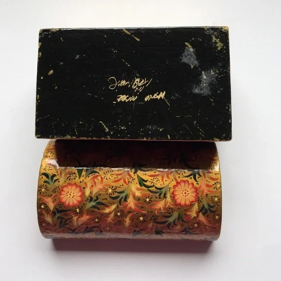 Lacquered Wooden Box India‎ Trinket Jewelry Floral Box