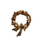 ⬇️ Gold Plated‎ Metal Christmas Wreath Brooch Pin