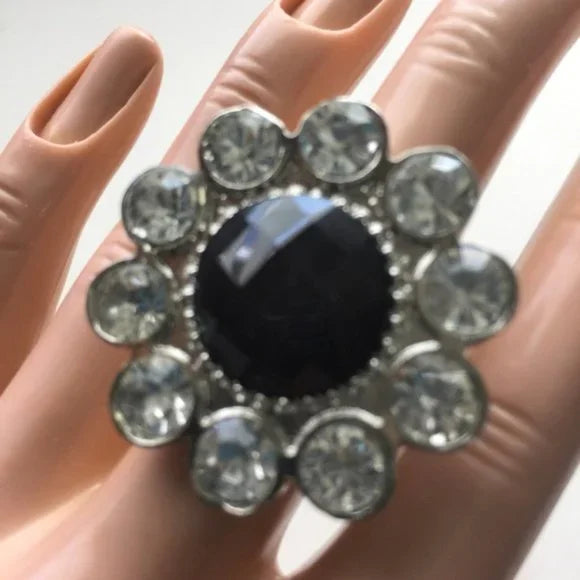 Brand New Big Chunky Adjustable Black Ring 💍 Women's Fashion Jewelry‎