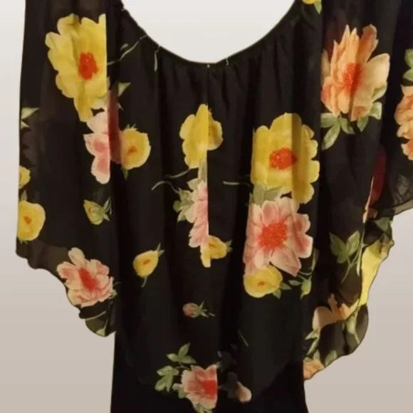 NWOT‎ Black Floral Blouse Top Size 1x. Women's Fashion