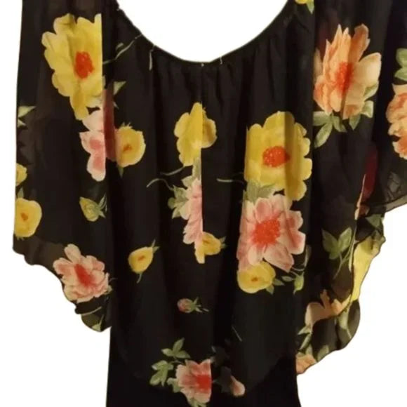 NWOT‎ Black Floral Blouse Top Size 1x. Women's Fashion