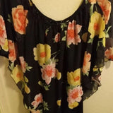 NWOT‎ Black Floral Blouse Top Size 1x. Women's Fashion