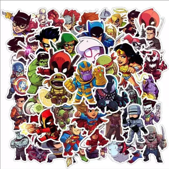 50 pcs Marvel Superhero Cartoons Stickers‎ Arts 🎭 and Crafts DIY Ideas