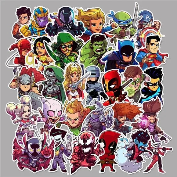 50 pcs Marvel Superhero Cartoons Stickers‎ Arts 🎭 and Crafts DIY Ideas