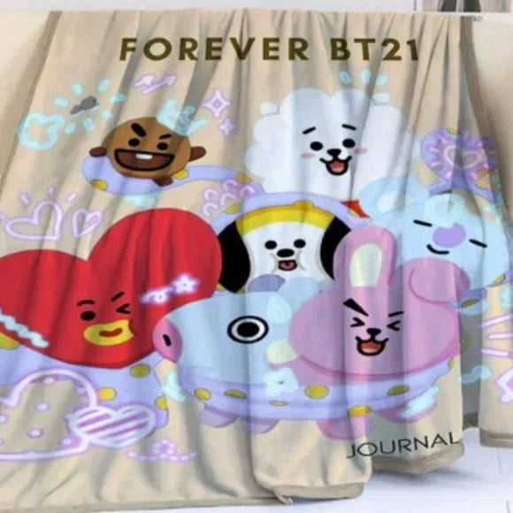 Forever BT21 Soft Fluffy Fleece Decorative‎ Blankets Bed Decor Throw New