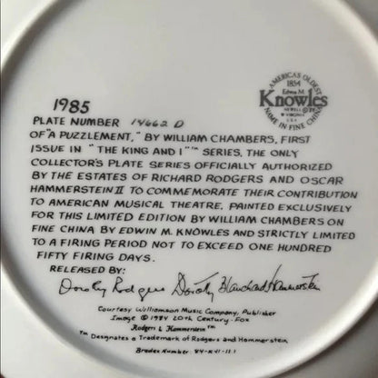 1985‎ "A Puzzlement" King & I Home 🏡 Decor Plate