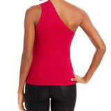 NWT Three Dots Women's Pink One Shoulder Ribbed Shirt Tank Top. Size XL.