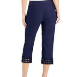 NWT JM Collection Women's Blue Tummy Control Lace-Trim Pull On XL Capri Pants