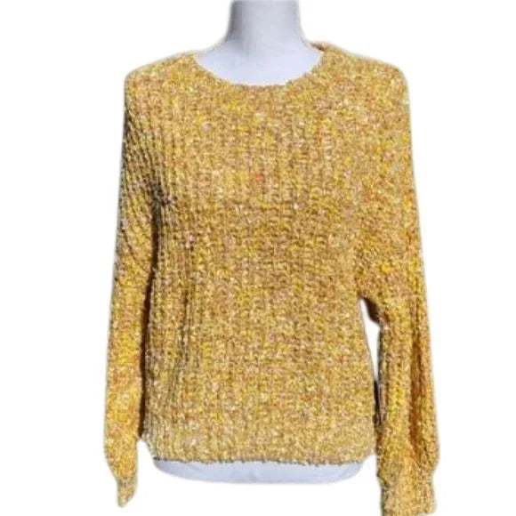 NWT New Yellow Long Sleeve Sweater Size Large Women's Ladies Fashion Winter Fall