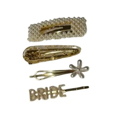 New 4 Golden Beautiful Bride Hairclips Set. Fashion Accessories.