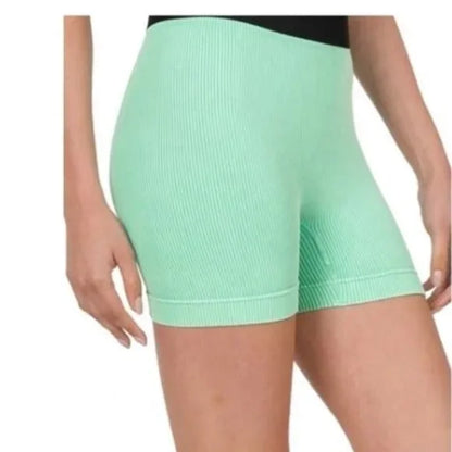 NWT Zenana Mint Colored Ribbed Shorts. Fits Sizes Large to XL.