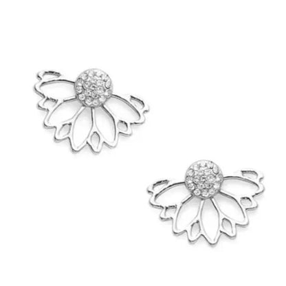 New Silver Toned Floral Hanging Lotus Earrings. Women's Fashion Jewelry.