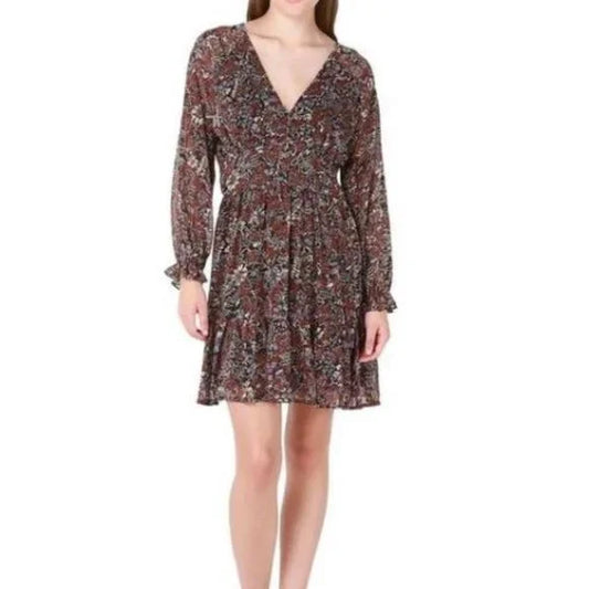 NWT Black Tape Women's Black V-Neck Knee Puff Sleeve Fit & Flare Dress Petite XL