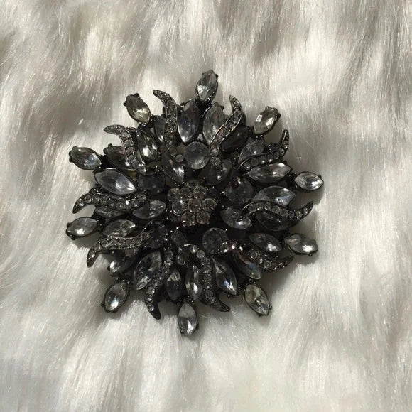 Sparkling‎ Crystals Floral Brooch Pin