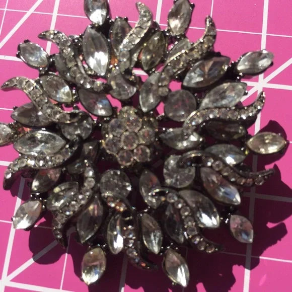 Sparkling‎ Crystals Floral Brooch Pin