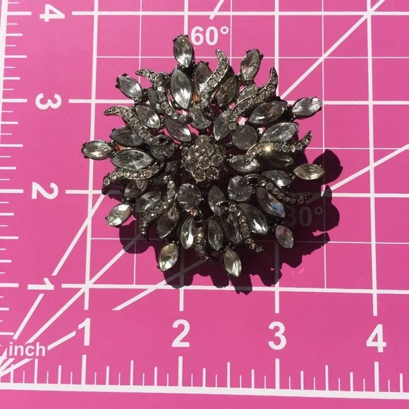 Sparkling‎ Crystals Floral Brooch Pin