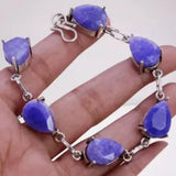 NWOT Simulated Sapphire 925 Silver Plated Handmade Bracelet of 7" Ethnic