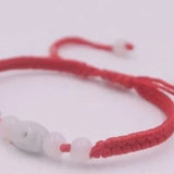 NWT Natural Jade Jadeite Carved Beads Red Weaved Braided Cord Small Bracelet