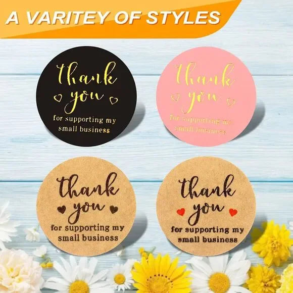 2000Pcs 1inch Thank You Stickers 3-Color Thank You Stickers Small Business NEW