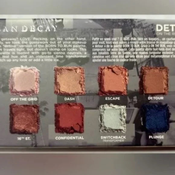 NIB Limited Edition Urban Decay On The Run Detour Eye Shadow Palette -8 Shades