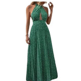 Green Halter Floral Halter Maxi Dress from Shein. Size Large