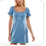 Trixxi Women's Blue Emma Smocked Mini Fit & Flare Dress Size XLP Women's Fashion