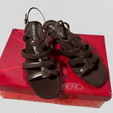 New with Box Aerosoles Brown Leather Strappy Low Kitten Heels. Size 7.5