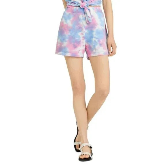 NWT Sanctuary Women's Sunsoaker Pink Fleece Lined Midi Tie Dye Shorts. Size XL