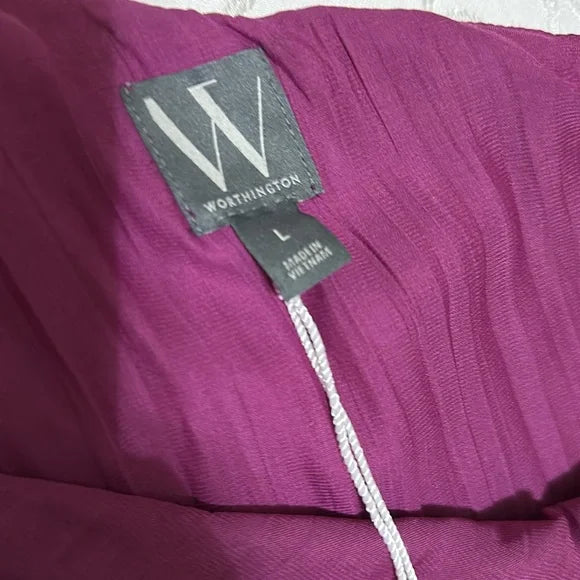 NWT Worthington Women's Purple Sleeveless Satin Blouse Size Large.