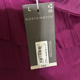 NWT Worthington Women's Purple Sleeveless Satin Blouse Size Large.