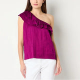 NWT Worthington Women's Purple Sleeveless Satin Blouse Size Large.