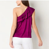 NWT Worthington Women's Purple Sleeveless Satin Blouse Size Large.