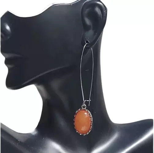 New E2198 Orange Cabochon Drop Earrings. Women's Fashion Accessories.