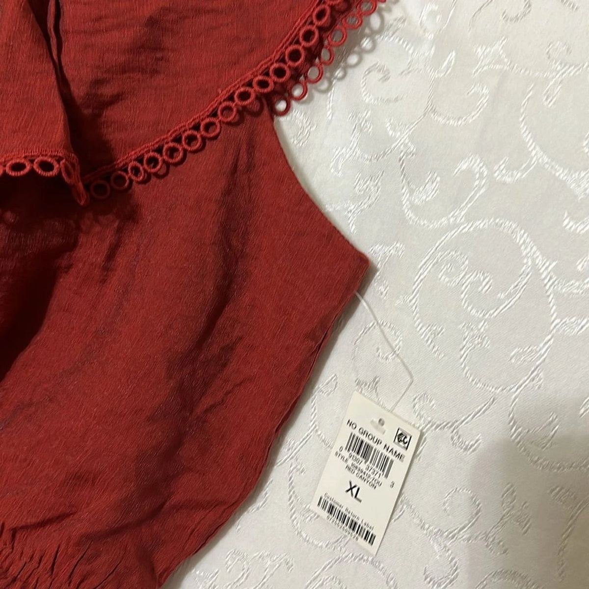 New Bar III Women's One Shoulder Red Canyon Ruffled Mini Dress Size XL