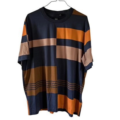 Hugo Boss Men's Shirt Color Block Blue Orange Brown Tan Size large
