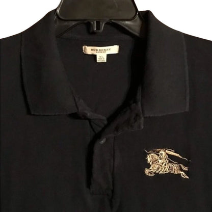 Burberry Women's Black Big Logo *Rare Cotton Polo Shirt Size XL