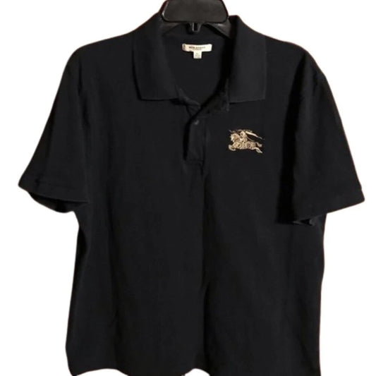 Burberry Women's Black Big Logo *Rare Cotton Polo Shirt Size XL. Donated by June