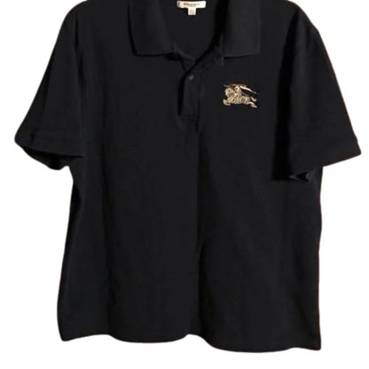 Burberry Women's Black Big Logo *Rare Cotton Polo Shirt Size XL