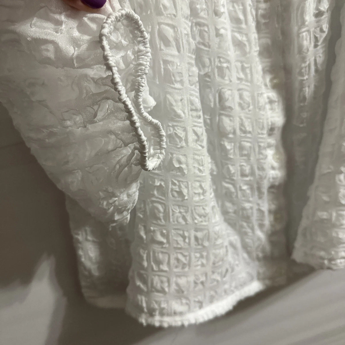Calvin Klein Women's Boho Peasant Top Size XL White Scoop Neck 3/4 Sleeve White