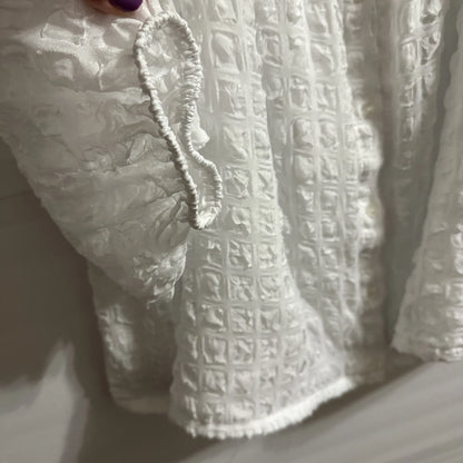 Calvin Klein Women's Boho Peasant Top Size XL White Scoop Neck 3/4 Sleeve White