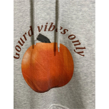 Gray Hoodie with Pumpkin Graphic - "Gourd Vibes Only" medium gardening gardener