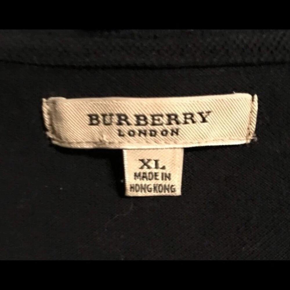Burberry Women's Black Big Logo *Rare Cotton Polo Shirt Size XL