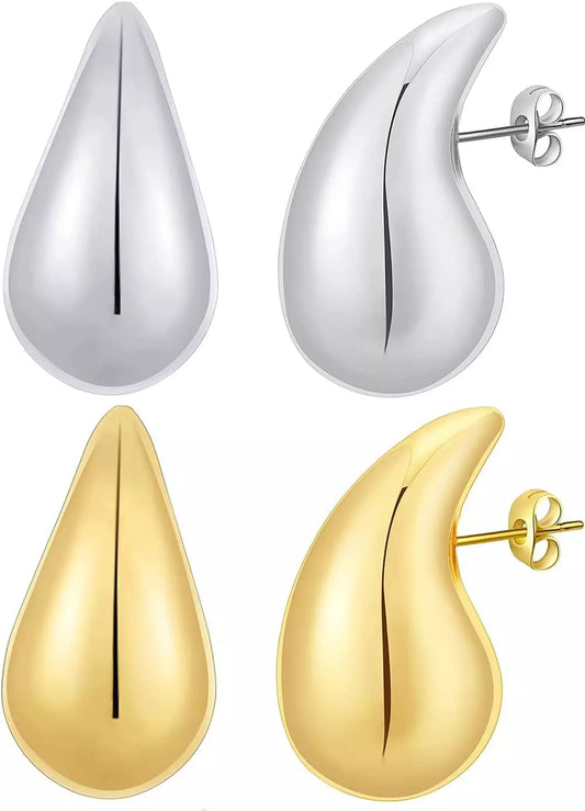 Teardrop Earrings Dupes for Women Gold/Silver Chunky Hoop Dangle Earrings