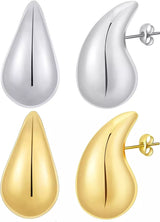 Teardrop Earrings Dupes for Women Gold/Silver Chunky Hoop Dangle Earrings