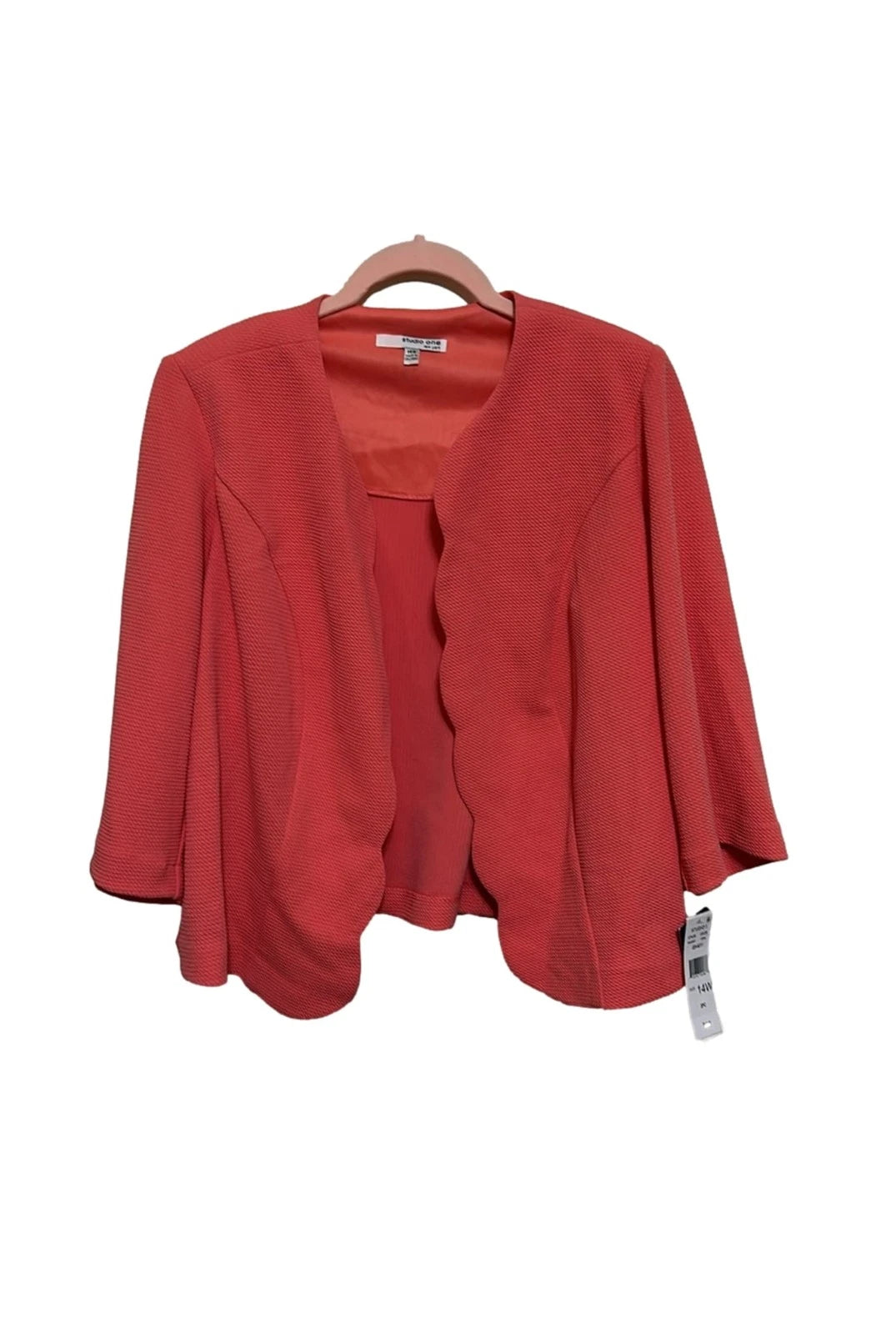 Le Suit Collarless Dress Suit, Regular & Petite Sizes In Coral Pink brand new