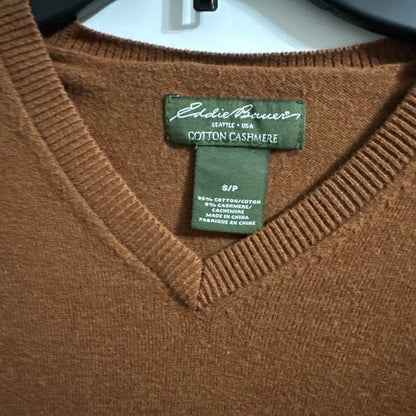 Eddie Bauer V-Neck Sweater Cotton Cashmere Cozy Stylish Size Small Winter Fall