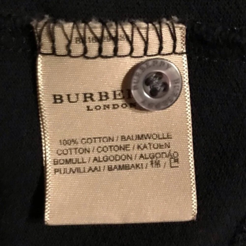 Burberry Women's Black Big Logo *Rare Cotton Polo Shirt Size XL