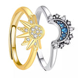 Sun and Moon Ring Set Stackable Rings for Women Adjustable Celestial Jewelry