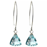 NWT Handmade Dangle Earrings for Women - Aquamarine Blue Quartz Sterling Silver Earrings